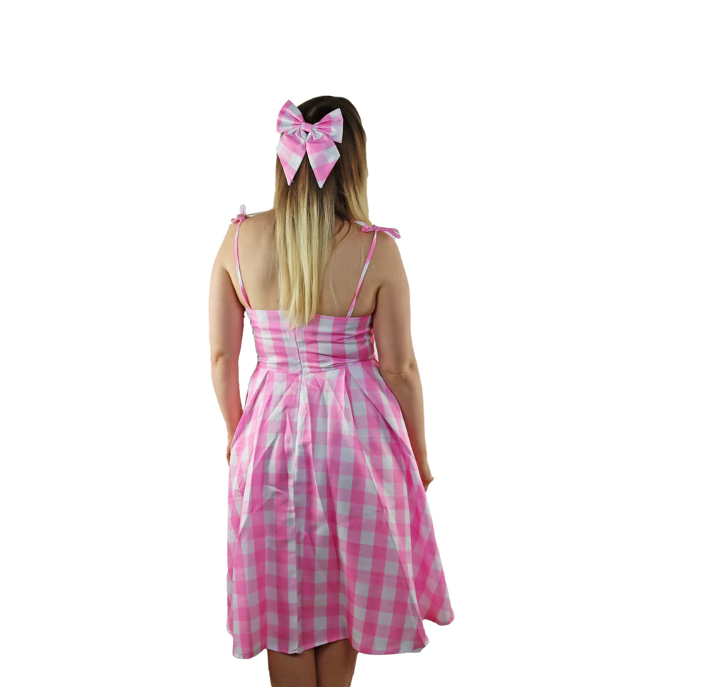 Barbie Movie Pink Checkered Dress – Costume Rebel