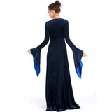 Renaissance Medieval Maid Marian Gown Dress Blue Gold Satin Corset Costume S M