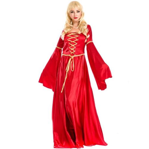 Renaissance Medieval Game Thrones Red Gothic Dress Corset Satin Costume Tudor