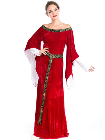 Renaissance Medieval Game of Thrones Red Dress Satin Costume Tudor Maid Marian