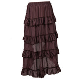 Gothic Steampunk Renaissance Victorian Vintage Brown Ruffle Skirt Costume S-2XL