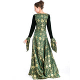 Renaissance Medieval Game Thrones Green Black Dress Corset Satin Costume Tudor