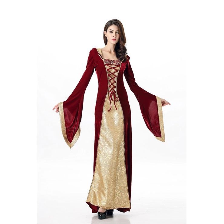 Tudors Medieval Game Of Thrones Gown Renaissance Dress Red Gold Corset ...