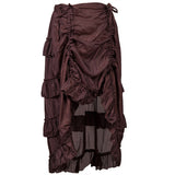 Gothic Steampunk Renaissance Victorian Vintage Brown Ruffle Skirt Costume S-2XL