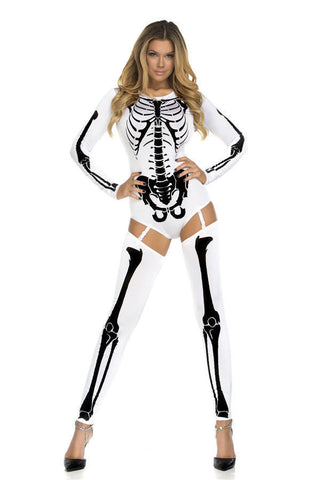 Sexy Skeleton Bodysuit Bad to the Bone White